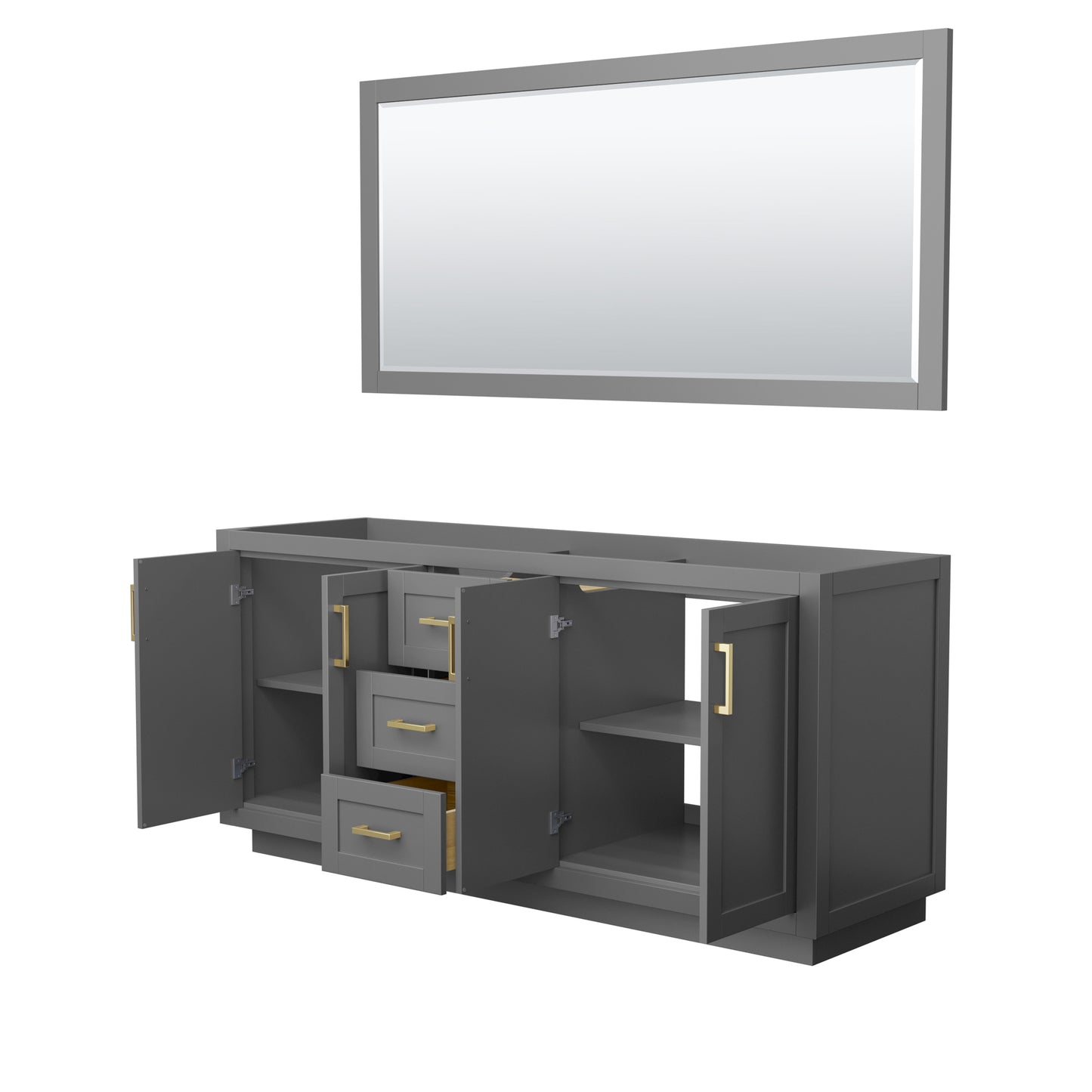 Wyndham Collection Miranda 72 Inch Double Bathroom Vanity, No Countertop, No Sink, 70 Inch Mirror - Luxe Bathroom Vanities