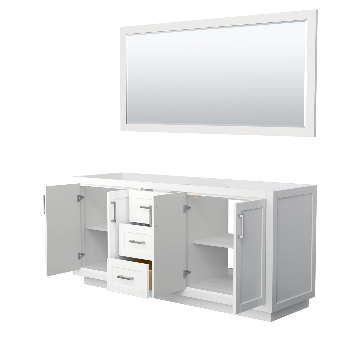 Wyndham Collection Miranda 72 Inch Double Bathroom Vanity, No Countertop, No Sink, 70 Inch Mirror - Luxe Bathroom Vanities