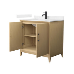 Wyndham Janna 36 Inch Single Bathroom Vanity in White Oak - Luxe Bathroom Vanities