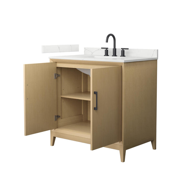 Wyndham Janna 36 Inch Single Bathroom Vanity in White Oak - Luxe Bathroom Vanities