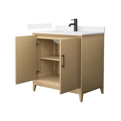Wyndham Janna 36 Inch Single Bathroom Vanity in White Oak - Luxe Bathroom Vanities
