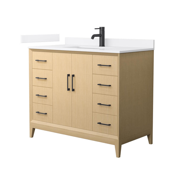 Wyndham Janna 42 Inch Single Bathroom Vanity in White Oak