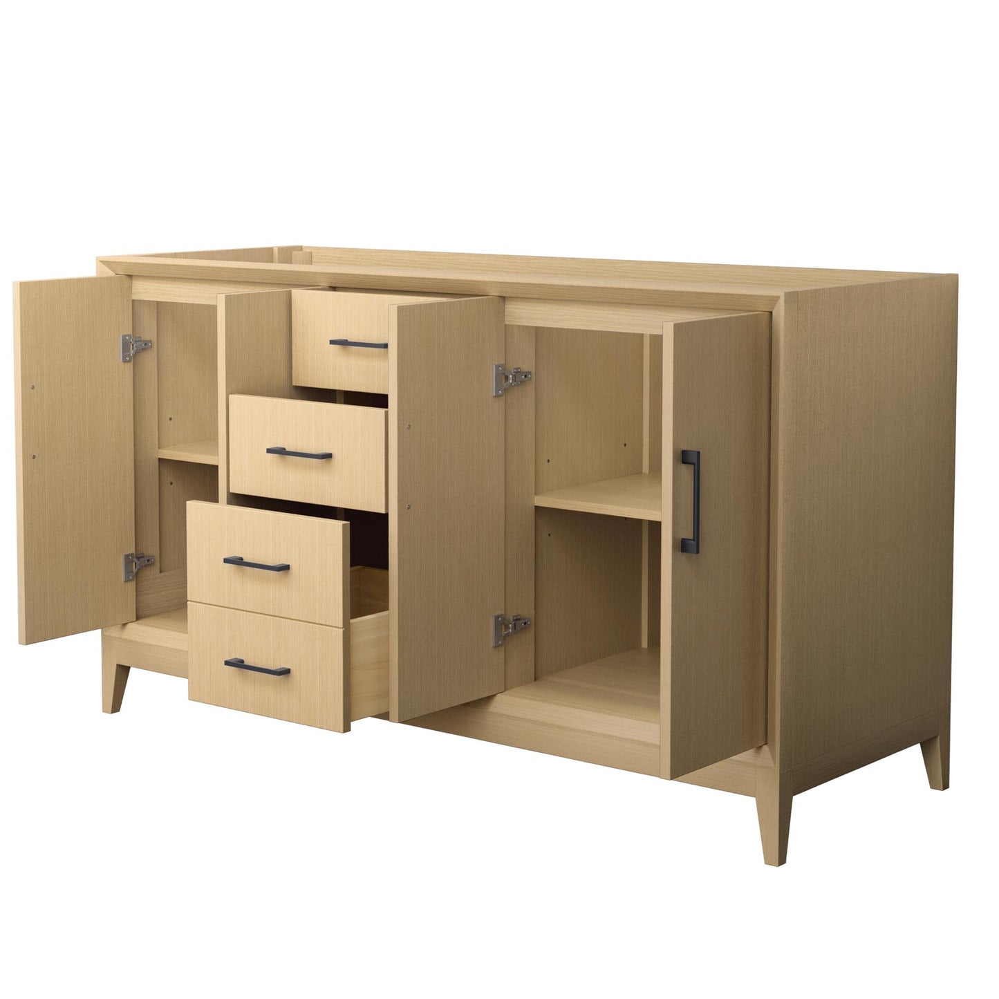 Wyndham Janna 60 Inch Double Bathroom Vanity in White Oak No Countertop No Sink - Luxe Bathroom Vanities