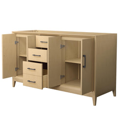 Wyndham Janna 60 Inch Double Bathroom Vanity in White Oak No Countertop No Sink - Luxe Bathroom Vanities