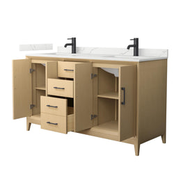 Wyndham Janna 60 Inch Double Bathroom Vanity in White Oak - Luxe Bathroom Vanities