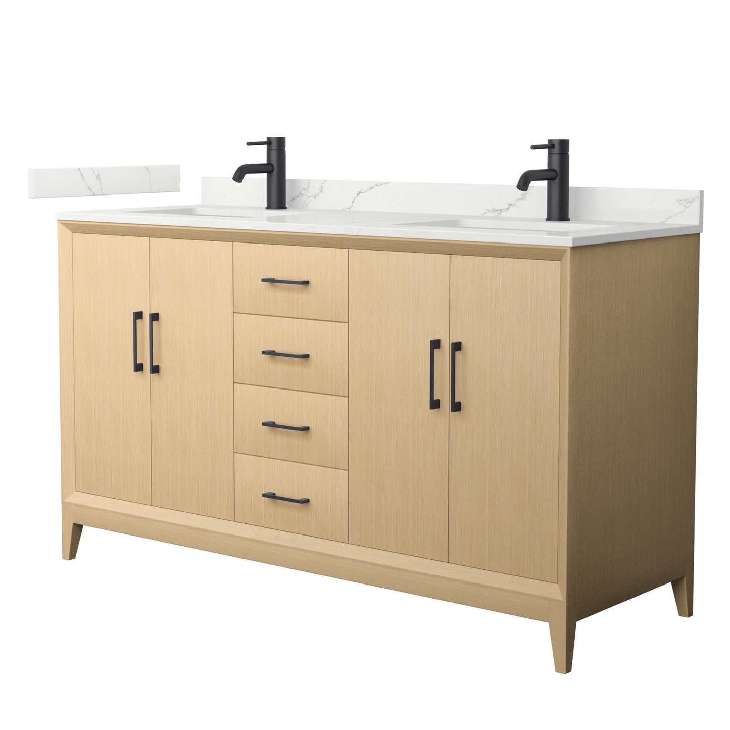 Wyndham Janna 60 Inch Double Bathroom Vanity in White Oak - Luxe Bathroom Vanities