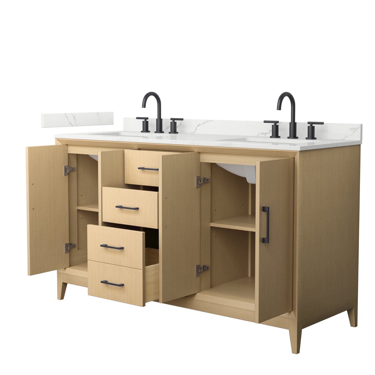 Wyndham Janna 60 Inch Double Bathroom Vanity in White Oak - Luxe Bathroom Vanities