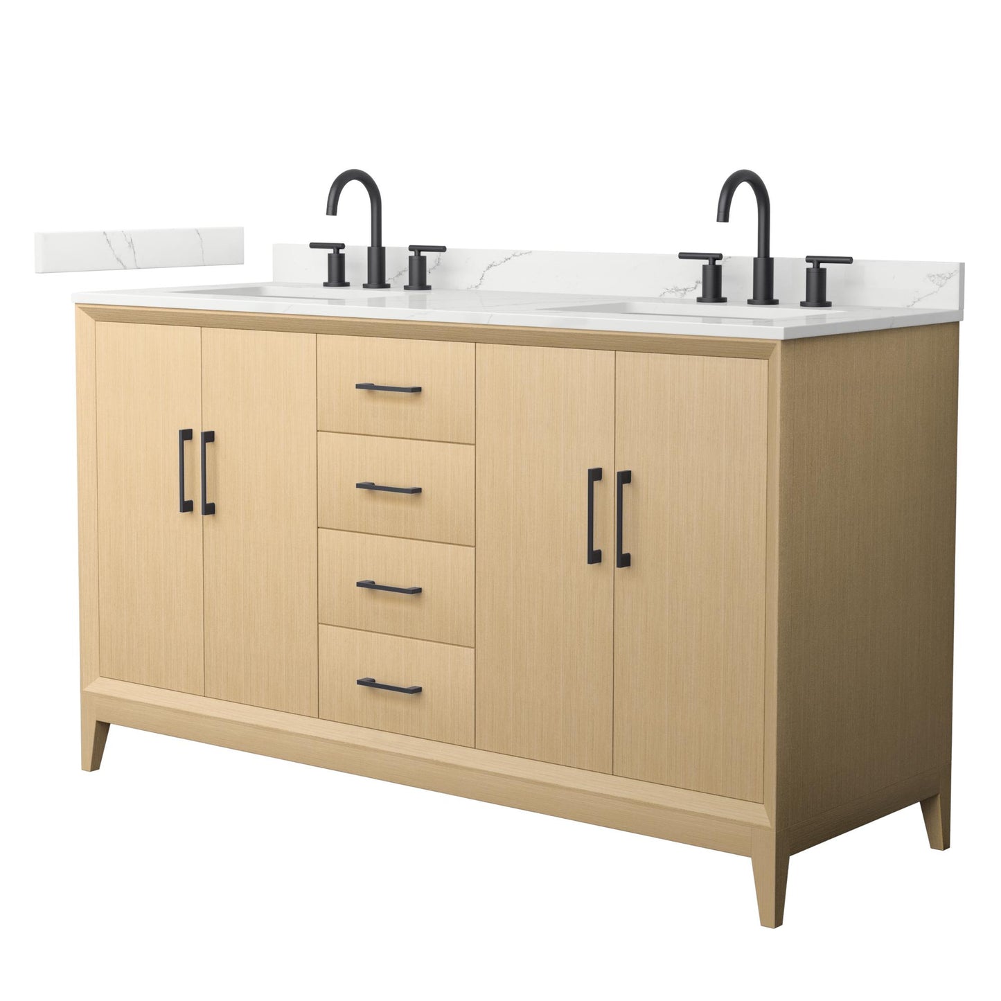 Wyndham Janna 60 Inch Double Bathroom Vanity in White Oak - Luxe Bathroom Vanities