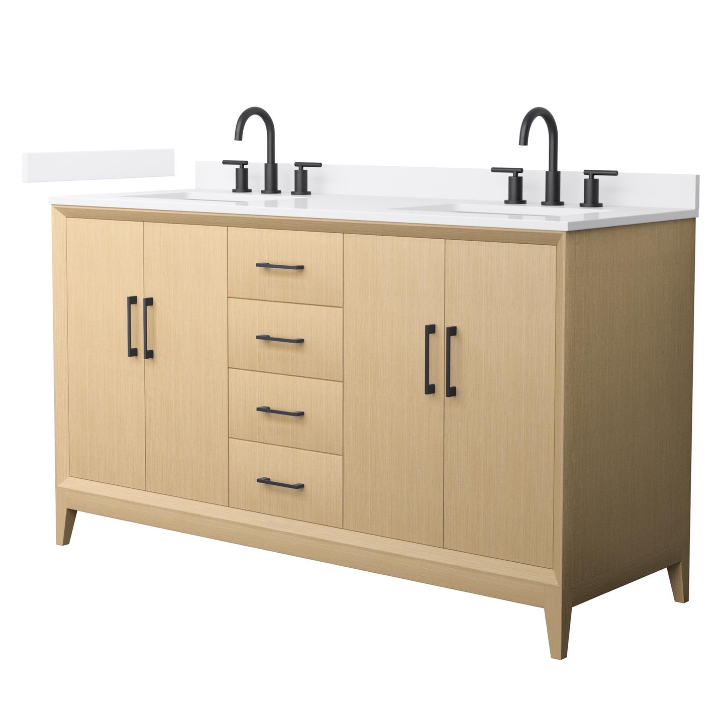 Wyndham Janna 60 Inch Double Bathroom Vanity in White Oak - Luxe Bathroom Vanities