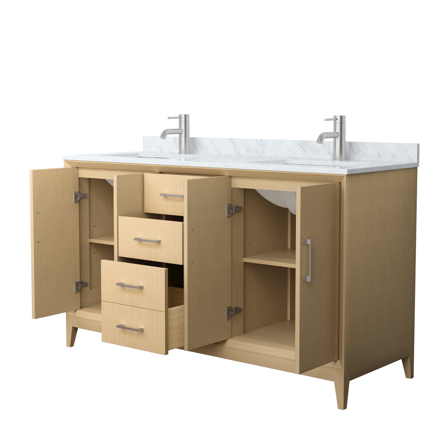 Wyndham Janna 60 Inch Double Bathroom Vanity in White Oak - Luxe Bathroom Vanities