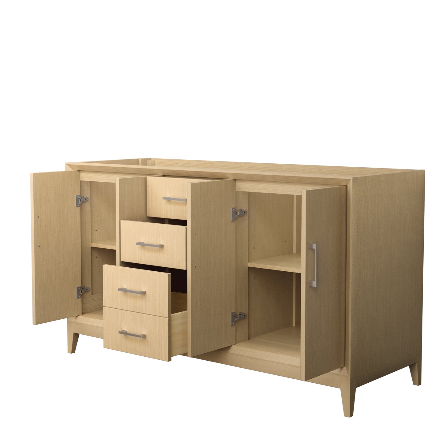 Wyndham Janna 60 Inch Double Bathroom Vanity in White Oak No Countertop No Sink - Luxe Bathroom Vanities