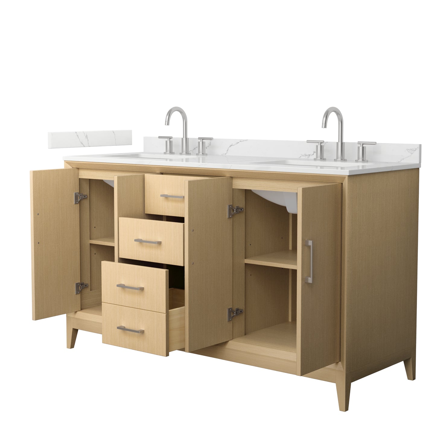 Wyndham Janna 60 Inch Double Bathroom Vanity in White Oak - Luxe Bathroom Vanities