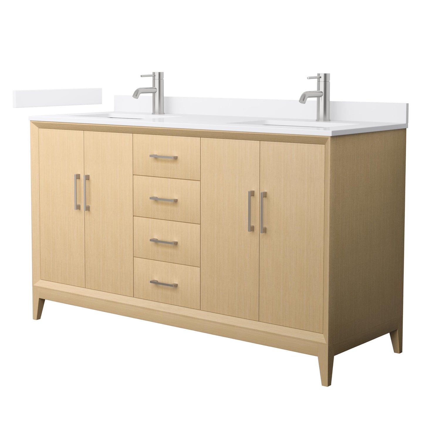 Wyndham Janna 60 Inch Double Bathroom Vanity in White Oak - Luxe Bathroom Vanities