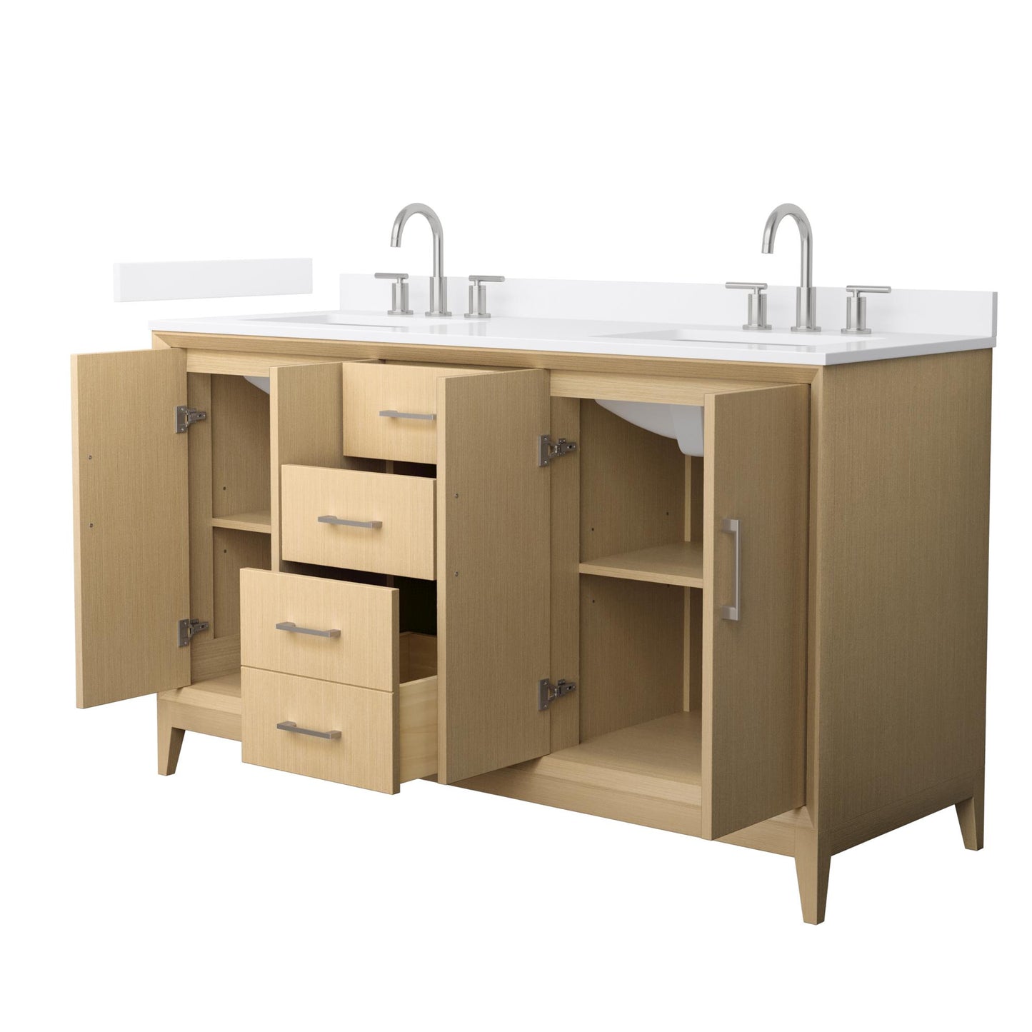 Wyndham Janna 60 Inch Double Bathroom Vanity in White Oak - Luxe Bathroom Vanities