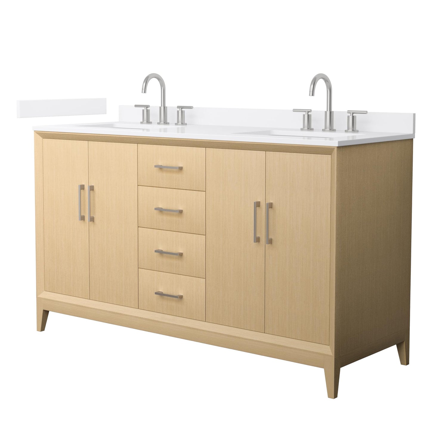 Wyndham Janna 60 Inch Double Bathroom Vanity in White Oak - Luxe Bathroom Vanities