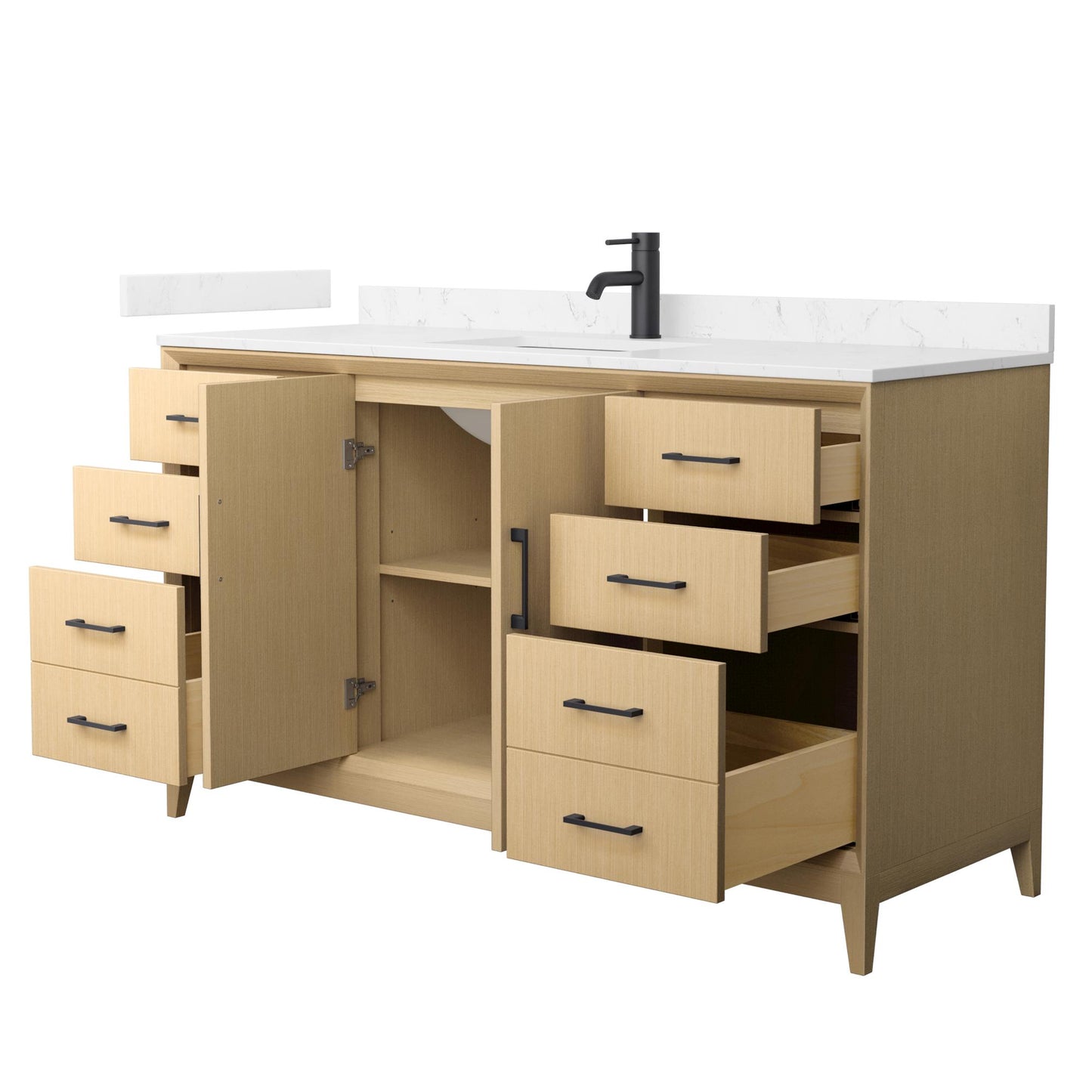 Wyndham Janna 60 Inch Single Bathroom Vanity in White Oak - Luxe Bathroom Vanities