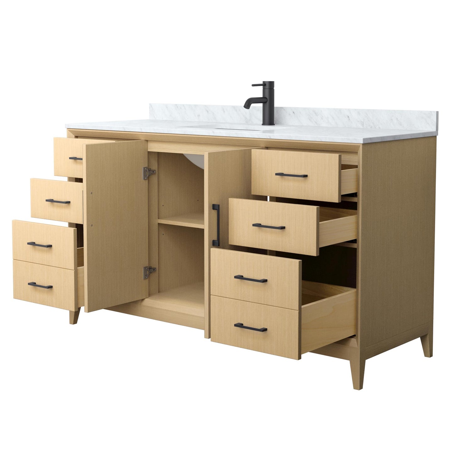 Wyndham Janna 60 Inch Single Bathroom Vanity in White Oak - Luxe Bathroom Vanities