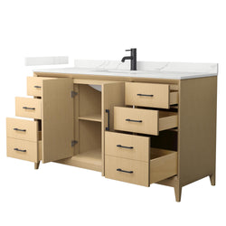 Wyndham Janna 60 Inch Single Bathroom Vanity in White Oak - Luxe Bathroom Vanities