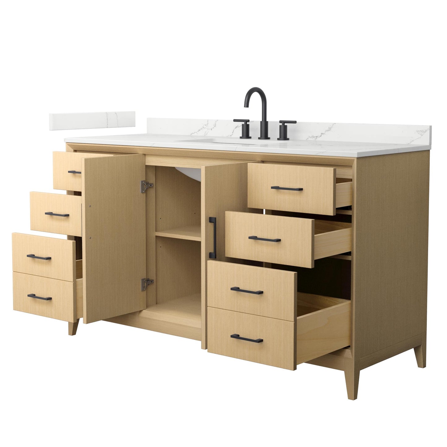 Wyndham Janna 60 Inch Single Bathroom Vanity in White Oak - Luxe Bathroom Vanities