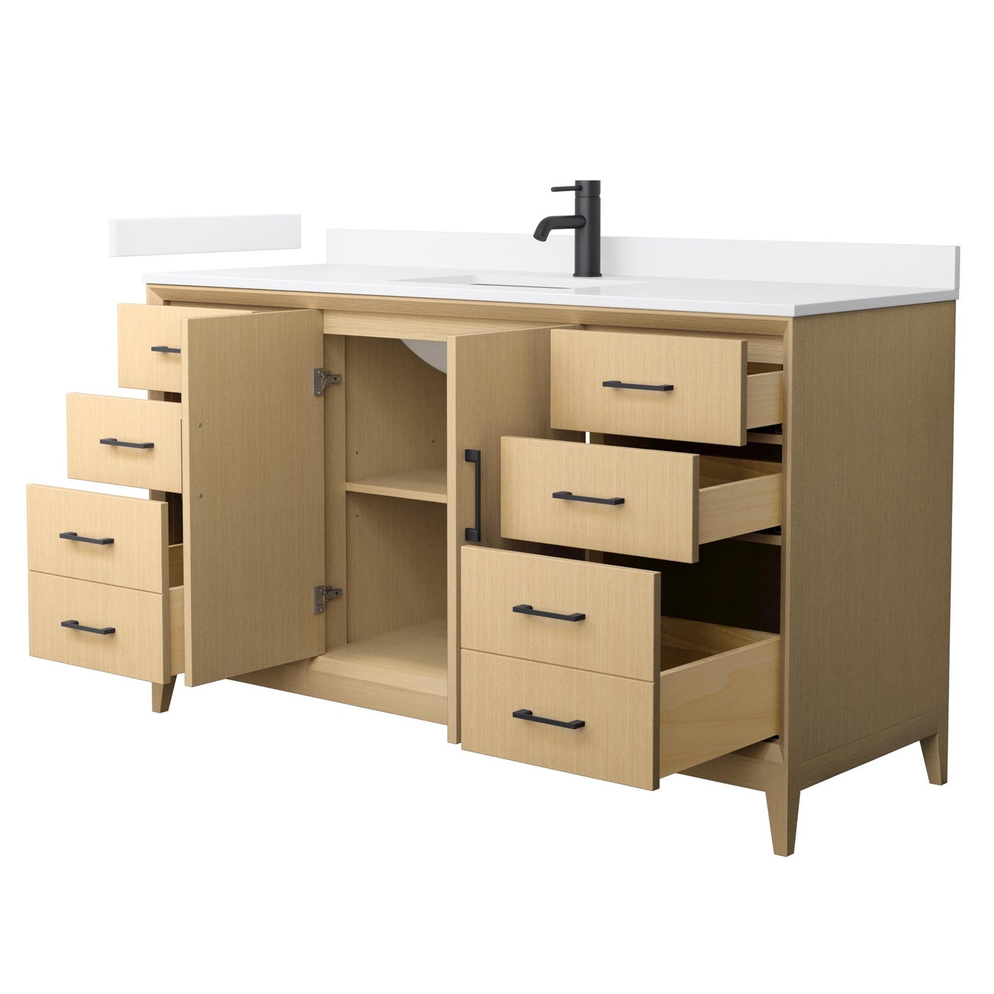 Wyndham Janna 60 Inch Single Bathroom Vanity in White Oak - Luxe Bathroom Vanities
