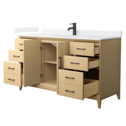 Wyndham Janna 60 Inch Single Bathroom Vanity in White Oak - Luxe Bathroom Vanities