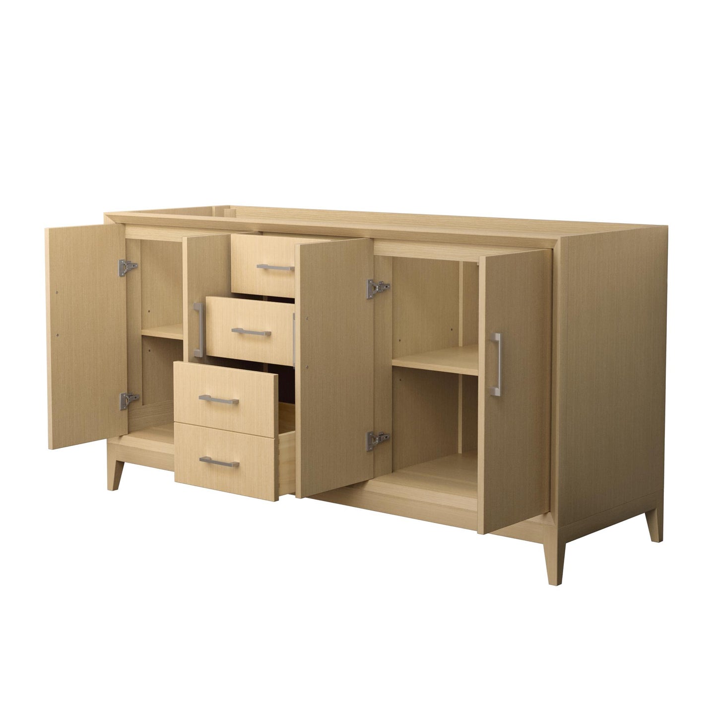 Wyndham Janna 66 Inch Double Bathroom Vanity in White Oak No Countertop No Sink - Luxe Bathroom Vanities