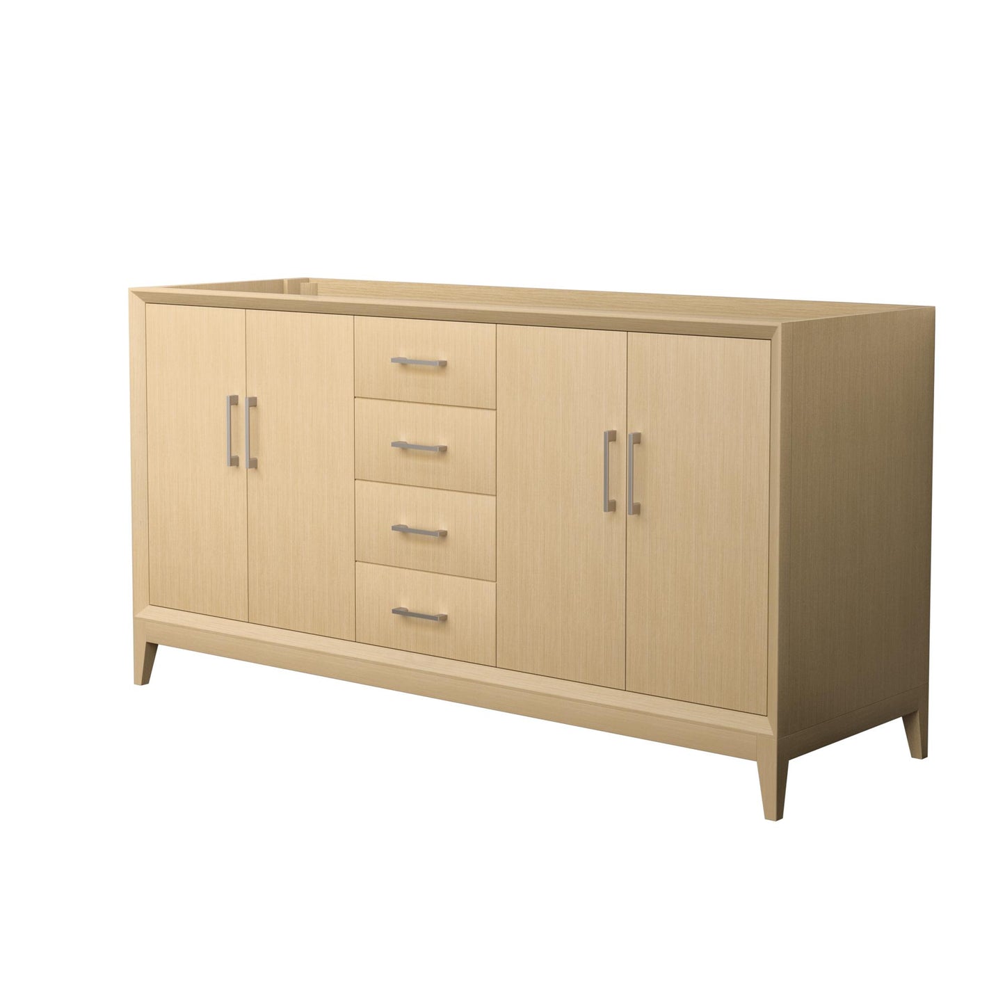 Wyndham Janna 66 Inch Double Bathroom Vanity in White Oak No Countertop No Sink - Luxe Bathroom Vanities
