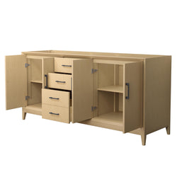 Wyndham Janna 72 Inch Double Bathroom Vanity in White Oak No Countertop No Sink - Luxe Bathroom Vanities