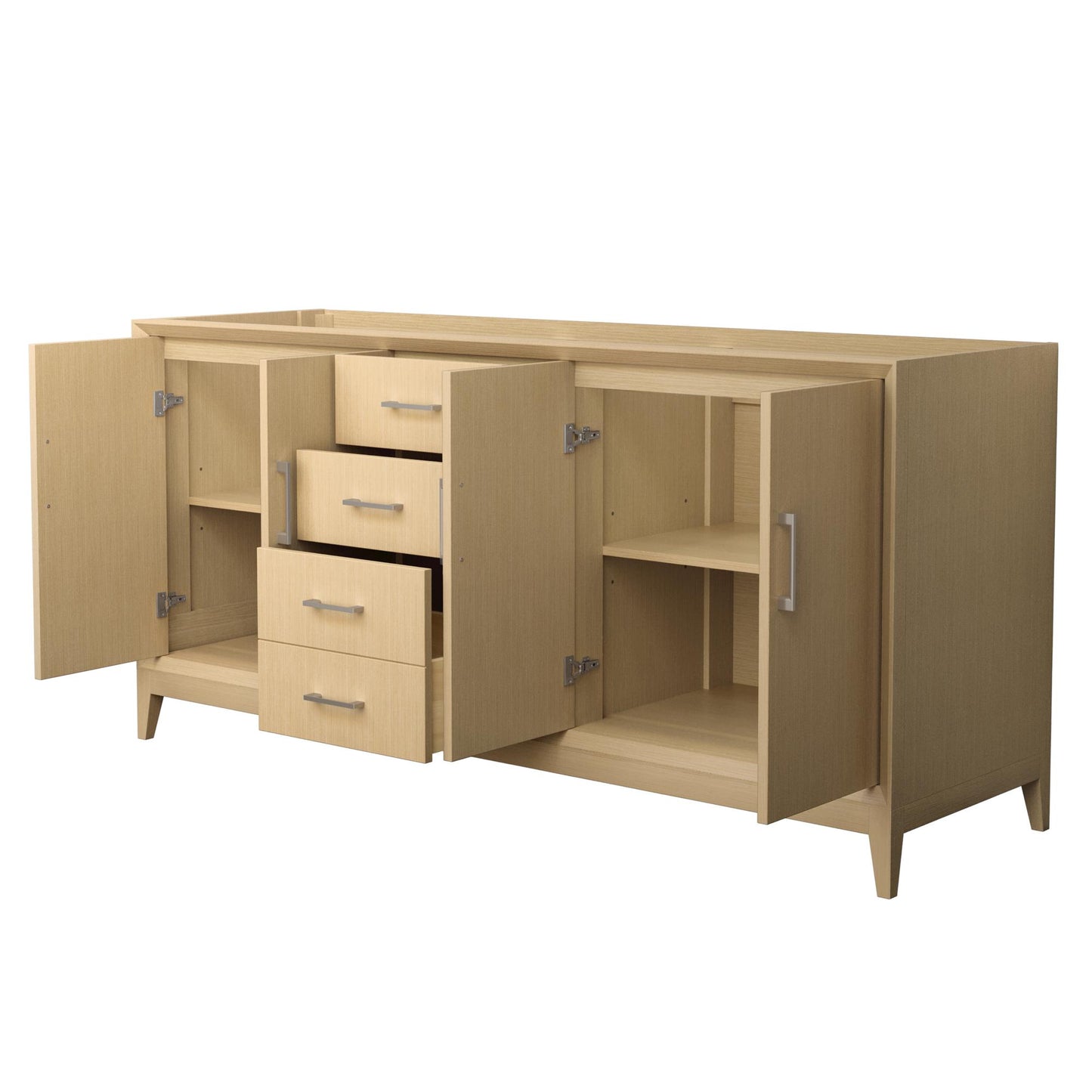 Wyndham Janna 72 Inch Double Bathroom Vanity in White Oak No Countertop No Sink - Luxe Bathroom Vanities