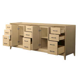 Wyndham Janna 84 Inch Double Bathroom Vanity in White Oak No Countertop No Sink - Luxe Bathroom Vanities