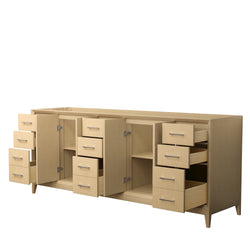 Wyndham Janna 84 Inch Double Bathroom Vanity in White Oak No Countertop No Sink - Luxe Bathroom Vanities