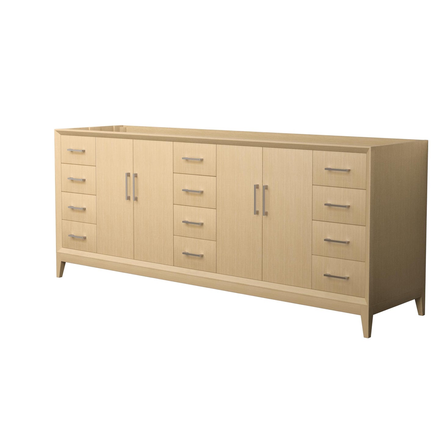 Wyndham Janna 84 Inch Double Bathroom Vanity in White Oak No Countertop No Sink - Luxe Bathroom Vanities