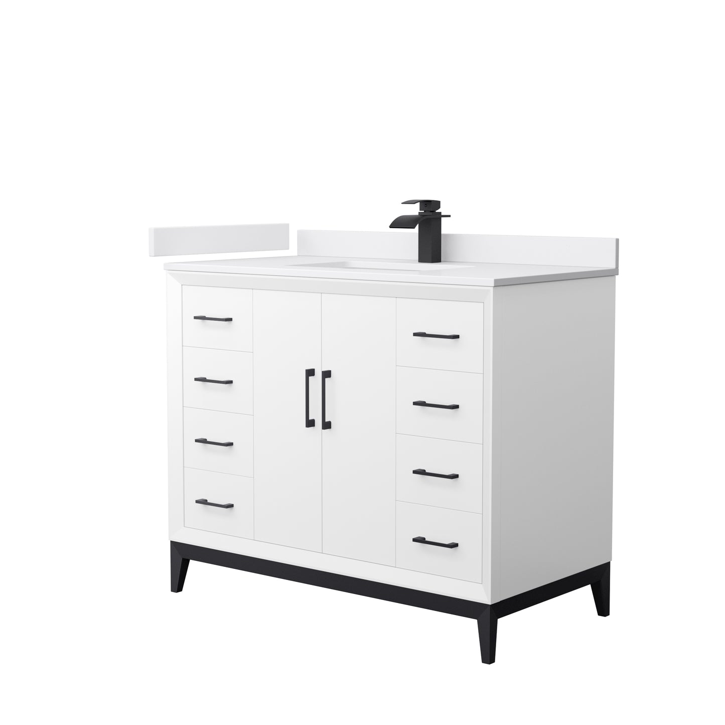 Wyndham Collection Amici 42 Inch Single Bathroom Vanity in White, White Cultured Marble Countertop, Undermount Square Sink - Luxe Bathroom Vanities