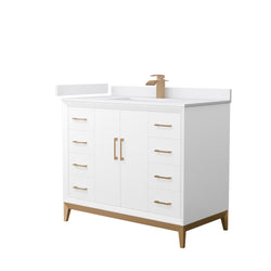 Wyndham Collection Amici 42 Inch Single Bathroom Vanity in White, White Cultured Marble Countertop, Undermount Square Sink - Luxe Bathroom Vanities