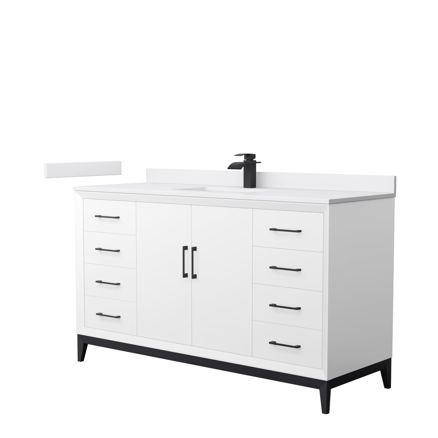 Wyndham Collection Amici 60 Inch Single Bathroom Vanity in White, White Cultured Marble Countertop, Undermount Square Sink - Luxe Bathroom Vanities