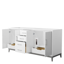 Wyndham Collection Amici 72 Inch Double Bathroom Vanity in White, No Countertop, No Sink - Luxe Bathroom Vanities