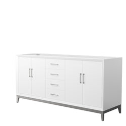 Wyndham Collection Amici 72 Inch Double Bathroom Vanity in White, No Countertop, No Sink - Luxe Bathroom Vanities