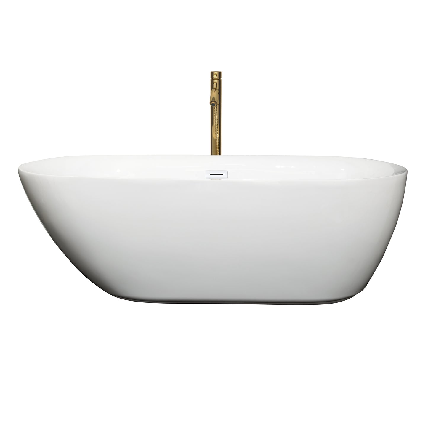 Wyndham Collection Melissa 65 Inch Freestanding Bathtub in White with Floor Mounted Faucet, Drain and Overflow Trim - Luxe Bathroom Vanities