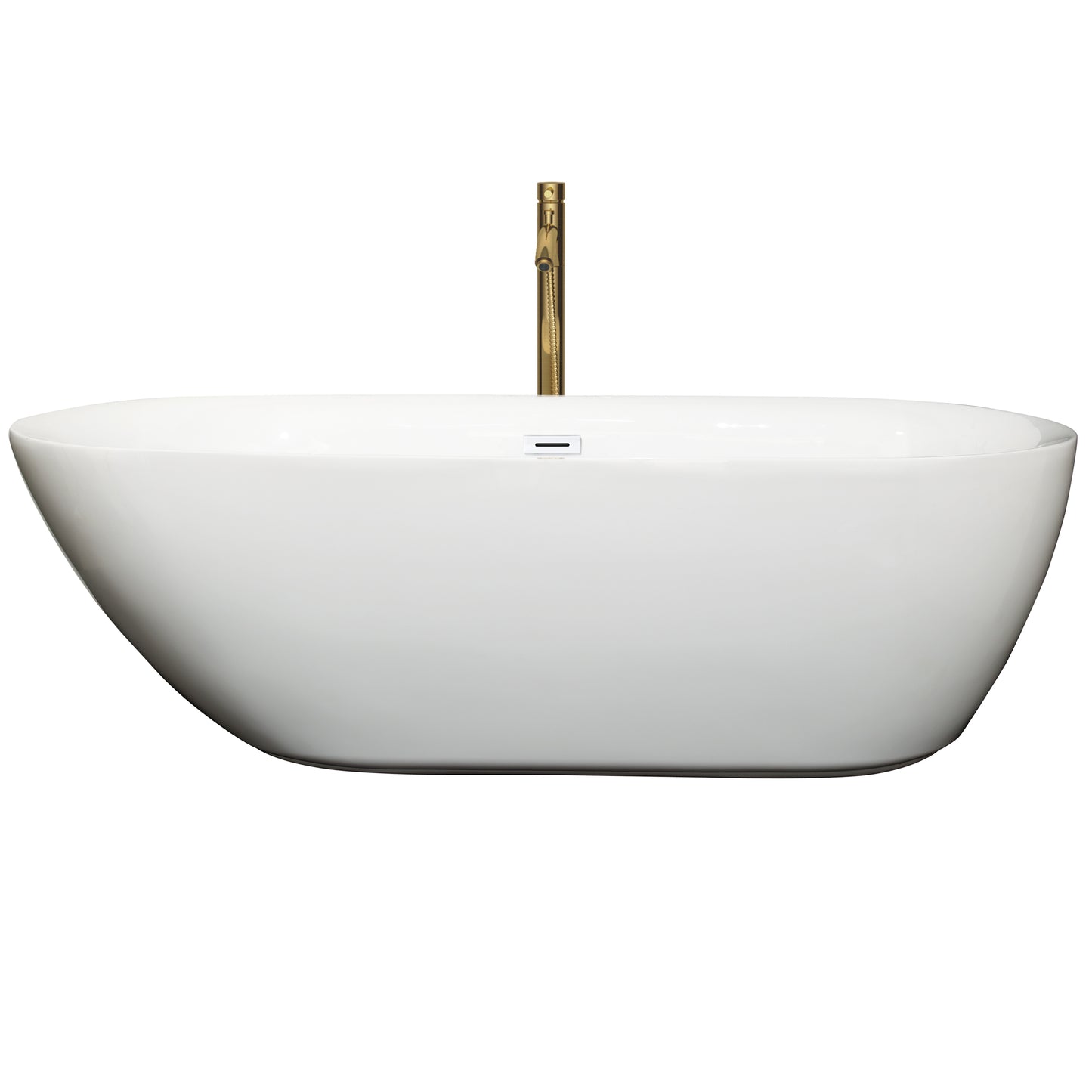 Wyndham Collection Melissa 71 Inch Freestanding Bathtub in White with Floor Mounted Faucet,  Drain and Overflow Trim - Luxe Bathroom Vanities