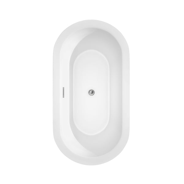 Wyndham Collection Mermaid 60 Inch Freestanding Bathtub in Black with White Interior with Floor Mounted Faucet in Matte Black, Drain and Overflow Trim - Luxe Bathroom Vanities