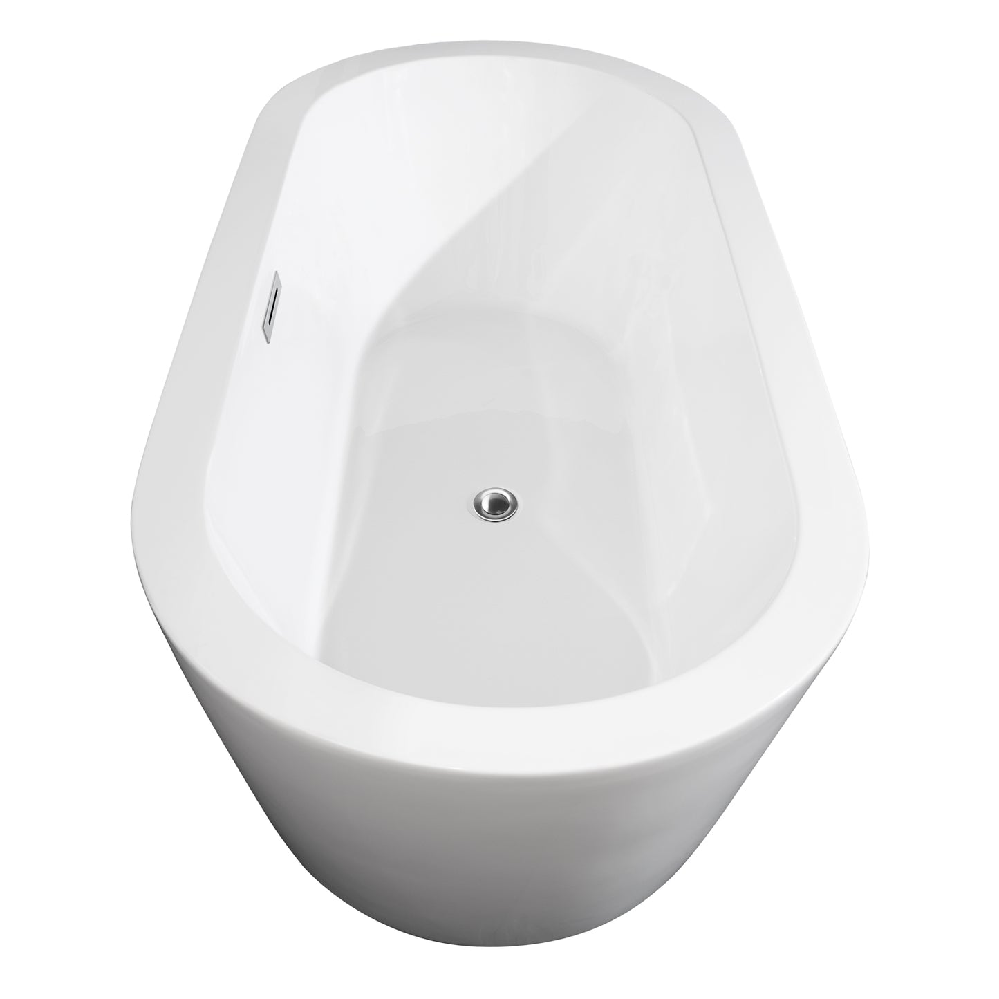 Wyndham Collection Mermaid 71 Inch Freestanding Bathtub in White with Floor Mounted Faucet, Drain and Overflow Trim - Luxe Bathroom Vanities