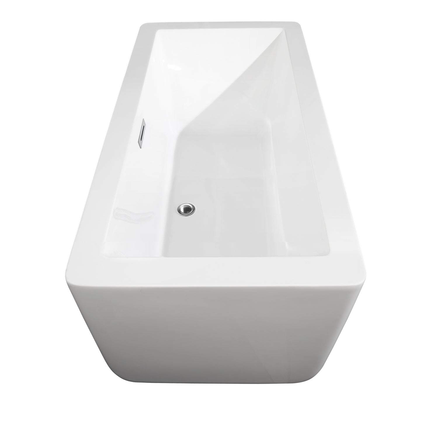 Wyndham Collection Laura 59 Inch Freestanding Bathtub in White with Floor Mounted Faucet, Drain and Overflow Trim - Luxe Bathroom Vanities