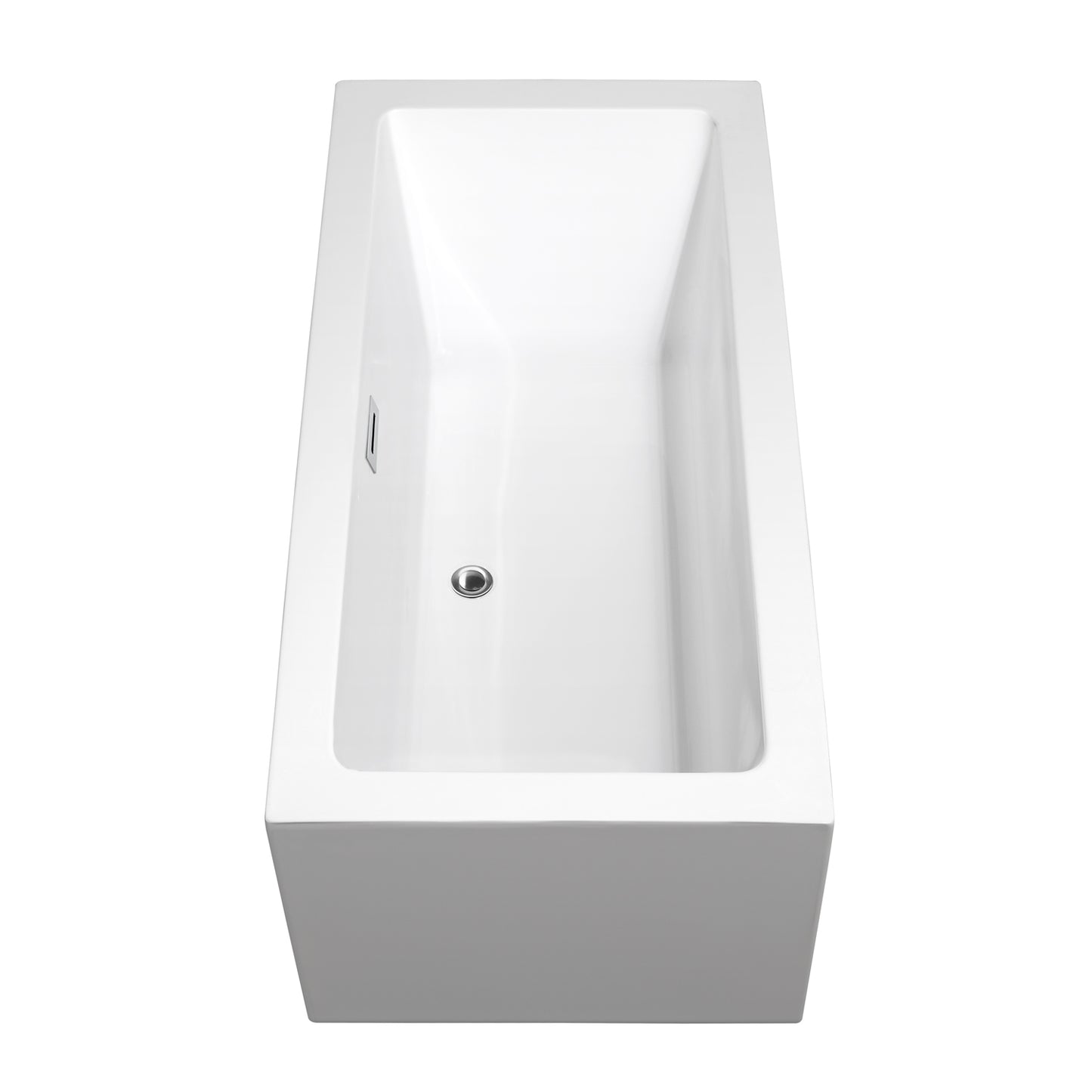 Wyndham Collection Melody 60 Inch Freestanding Bathtub in White with Floor Mounted Faucet, Drain and Overflow Trim - Luxe Bathroom Vanities