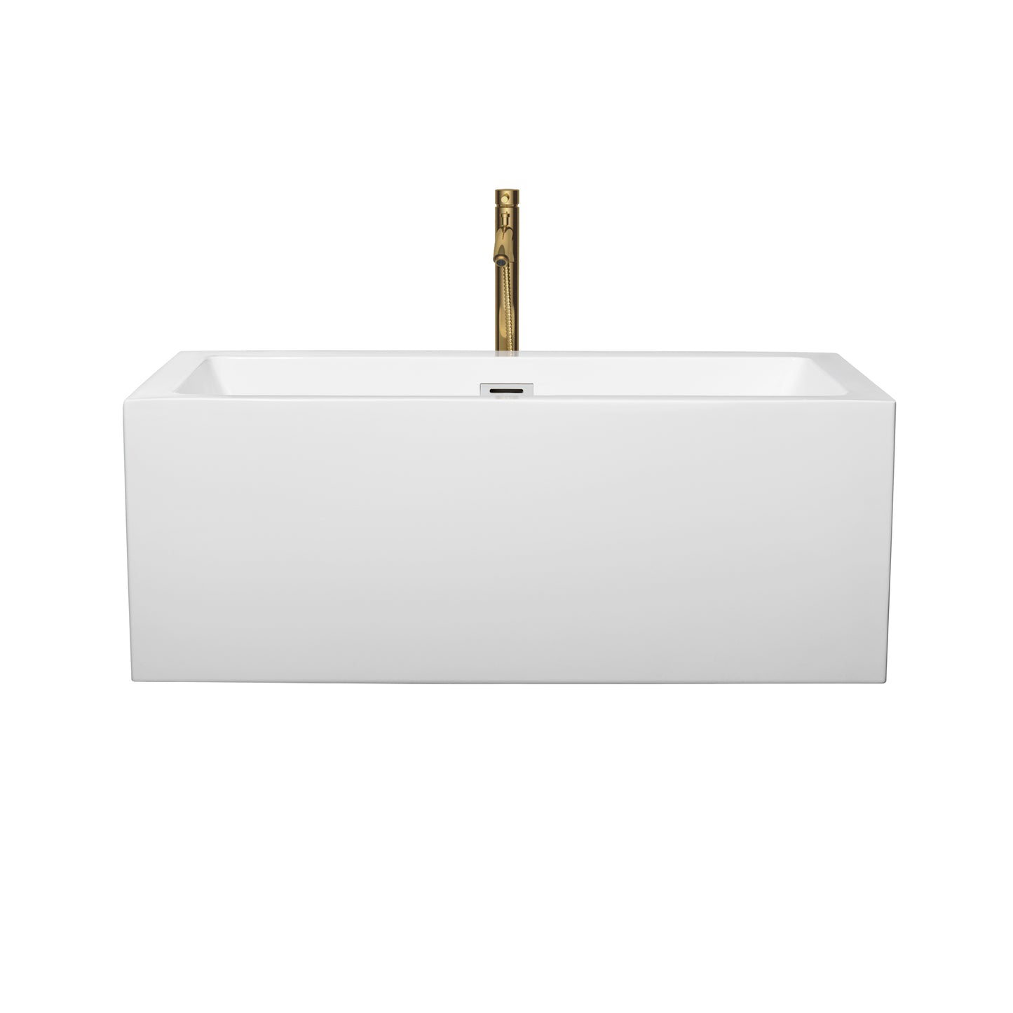 Wyndham Collection Melody 60 Inch Freestanding Bathtub in White with Floor Mounted Faucet, Drain and Overflow Trim - Luxe Bathroom Vanities