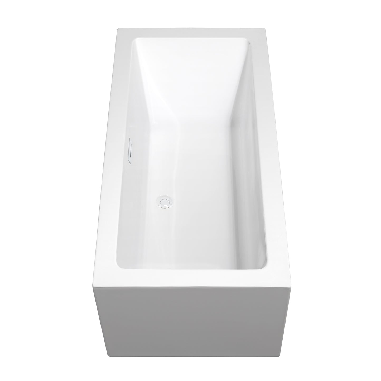 Wyndham Collection Melody 60 Inch Freestanding Bathtub in White with Floor Mounted Faucet, Drain and Overflow Trim - Luxe Bathroom Vanities