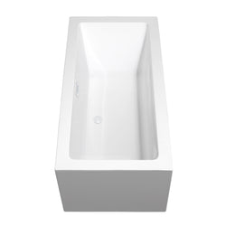 Wyndham Collection Melody 60 Inch Freestanding Bathtub in White with Floor Mounted Faucet, Drain and Overflow Trim - Luxe Bathroom Vanities
