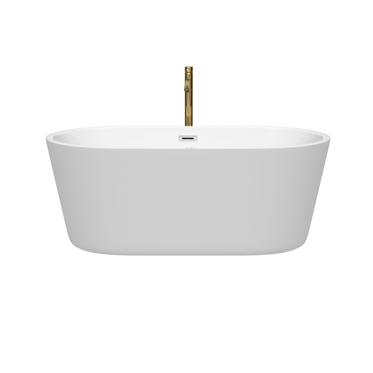 Wyndham Collection Carissa 60 Inch Freestanding Bathtub in White with Floor Mounted Faucet, Drain and Overflow Trim - Luxe Bathroom Vanities