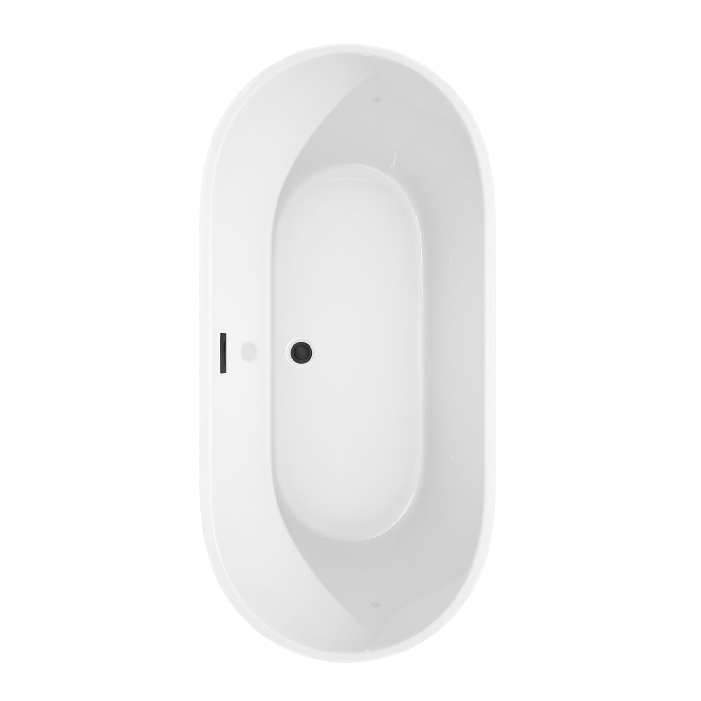 Wyndham Collection Carissa 67 Inch Freestanding Bathtub in White with Floor Mounted Faucet, Drain and Overflow Trim in Matte Black - Luxe Bathroom Vanities
