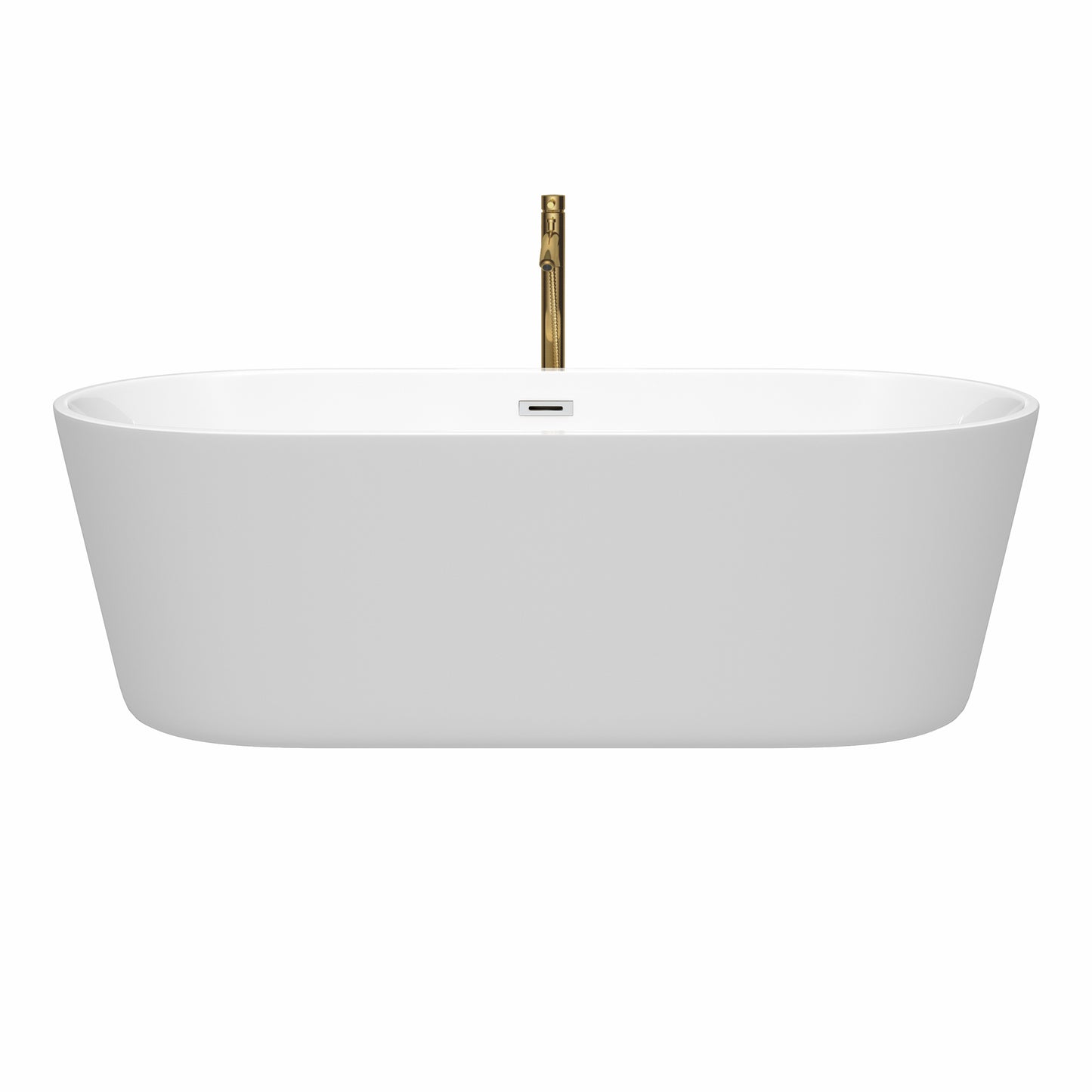Wyndham Collection Carissa 71 Inch Freestanding Bathtub in White with Floor Mounted Faucet, Drain and Overflow Trim - Luxe Bathroom Vanities