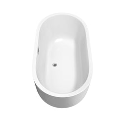 Wyndham Collection Juliette 60 Inch Freestanding Bathtub in White with Floor Mounted Faucet,  Drain and Overflow Trim - Luxe Bathroom Vanities
